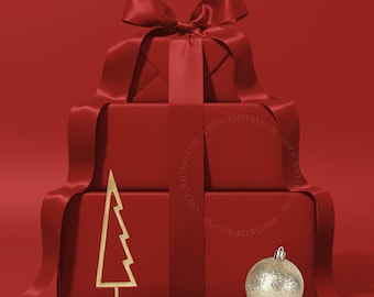 Luxury Traditional Christmas Red Wrapping Paper for Holiday Gift Wrapping - Elegant Fine Art Paper Rolls Birthday Wedding Satin or Matte