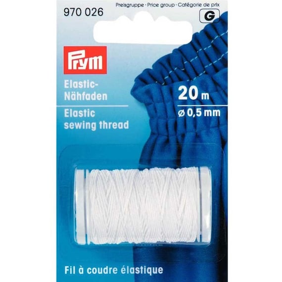 Prym White Elastic Sewing Thread For Use On the Sewing machine Boobin 20m