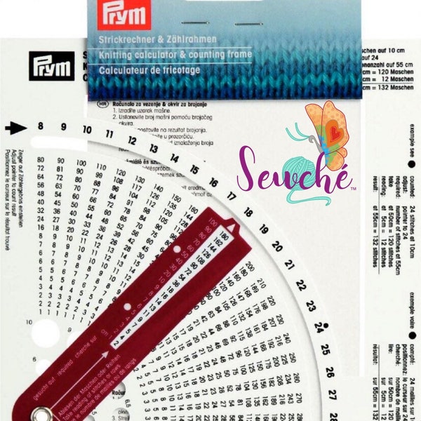 15cm x 15cm Prym Knitting Calculator & counting frame - count stitches - size knitting needles - row counter - knitting guide - knitwear