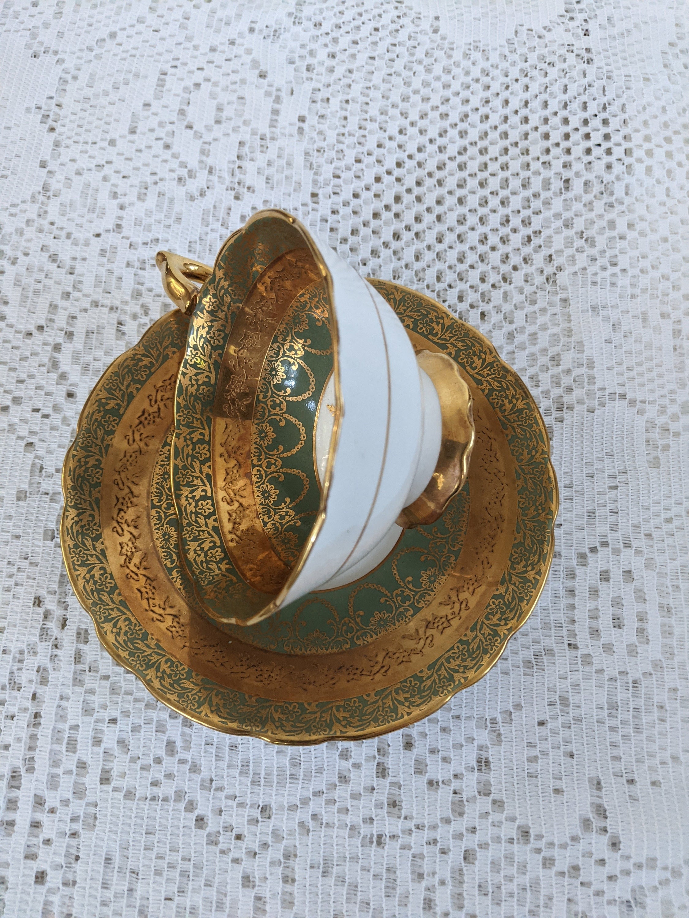 Royal Stafford Tea Set Bold Green Gold and Orange Decorative Etsy Canada