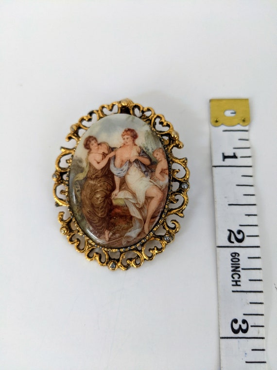 Porcelain Vintage Oval Brooch Early Modern Period… - image 7