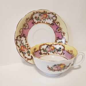 Vintage Hand Painted Floral Tea Cup and Saucer Set