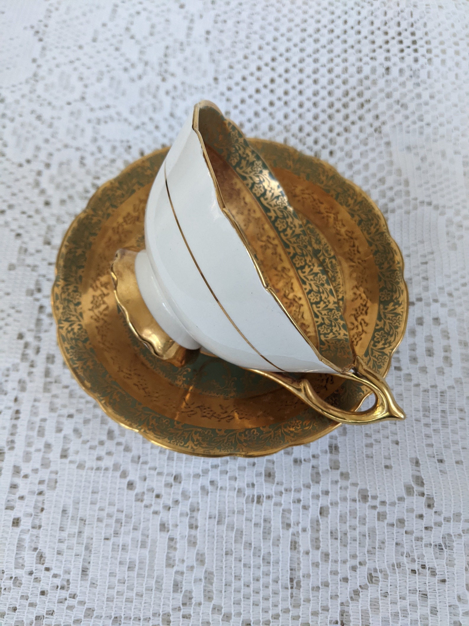 Royal Stafford Tea Set Bold Green Gold and Orange Decorative Etsy Canada