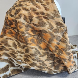 Italian Polyester Animal Print Scarf leopard Vintage Square Head Neck Accessory. Spring Summer Fashion Scarves for Gifting Mom Gift