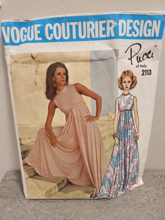 Vogue Couturier Pucci Dress Pattern 2113: 1960s Evening Gown, Size 8 UNCUT - Etsy Vogue Couturier Pucci Dress Pattern 2113: 1960s Evening Gown, Size 8 UNCUT - Etsy