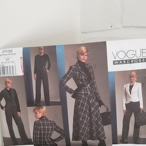 Vogue Wardrobe V1132 Jacket Skirt Pants CUT Size 8 to 14 Simi Fitted Lined Jacket Vogue Fall Winter Fashion