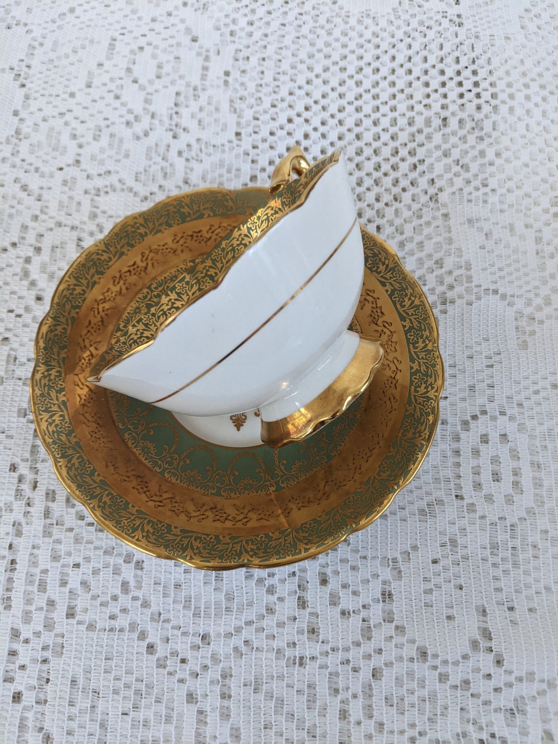 Royal Stafford Tea Set Bold Green Gold and Orange Decorative Etsy Canada