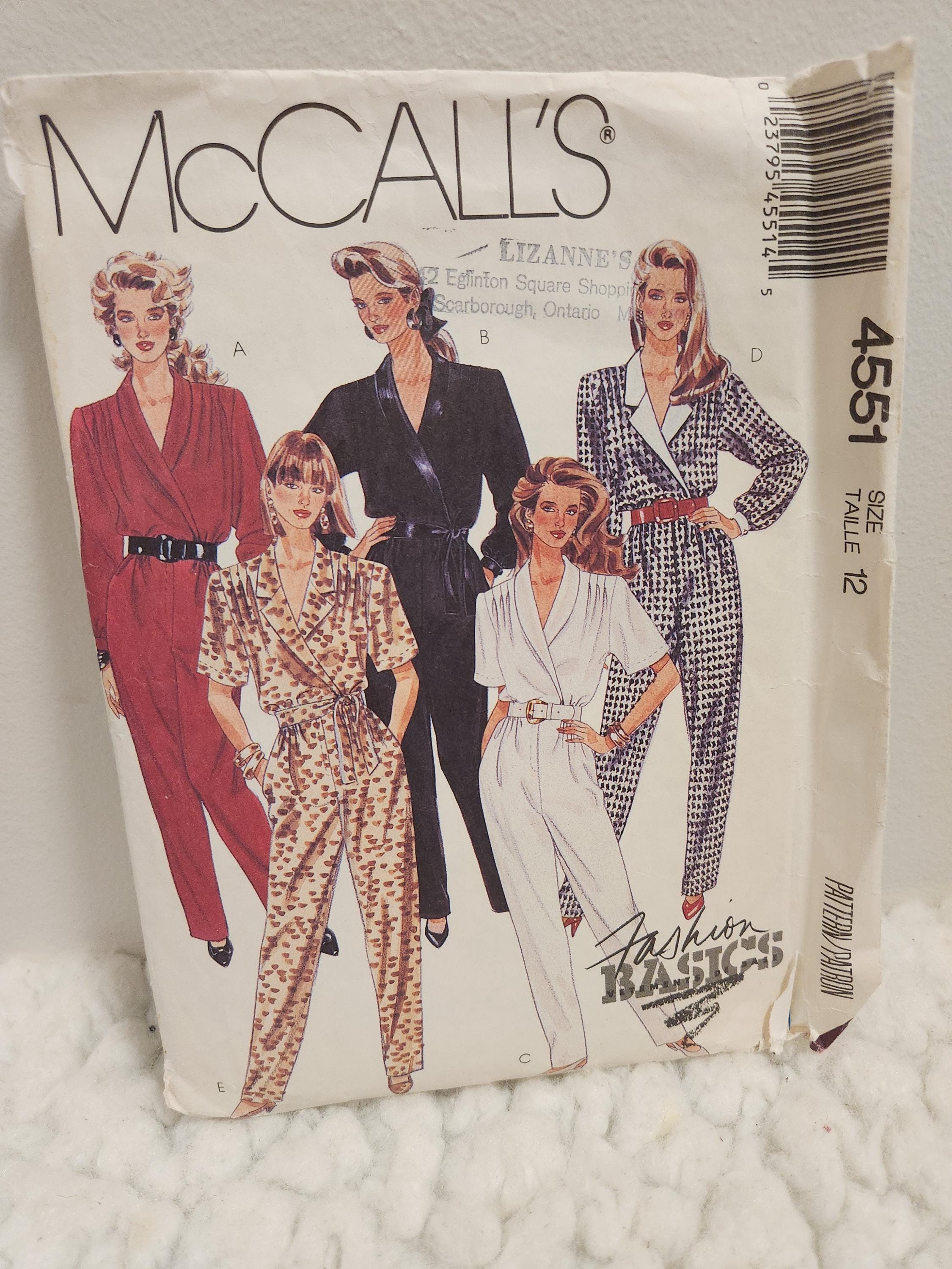 Simplicity Pattern 4551 Mccall's 4551 Jumpsuit Sewing Pattern | Size 12, Tie Belt (UNCUT) - Etsy