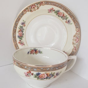 Shabby Chic Tea Cups Set Vintage W.H. Grindley & Co Ltd Ivory The Albany Tea with Matching Saucer  041321