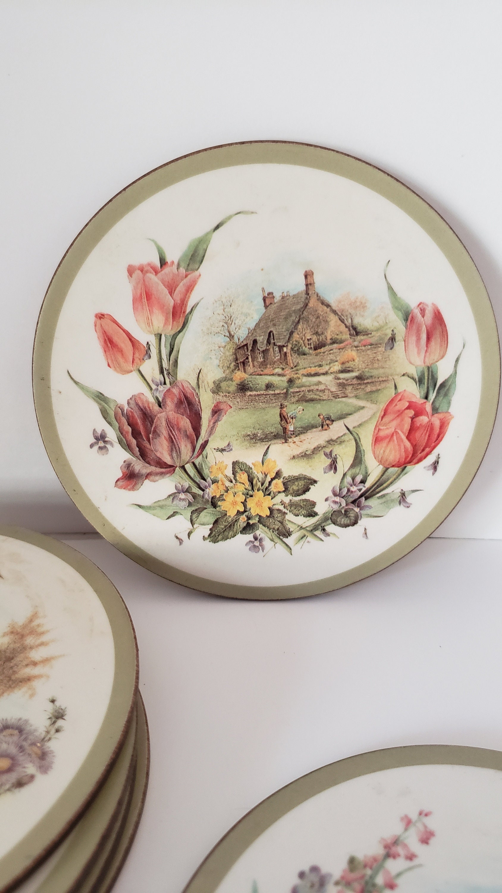 12 Sous-verres Vintage Anglais Pimpernel - Thème Cottage - Années 80