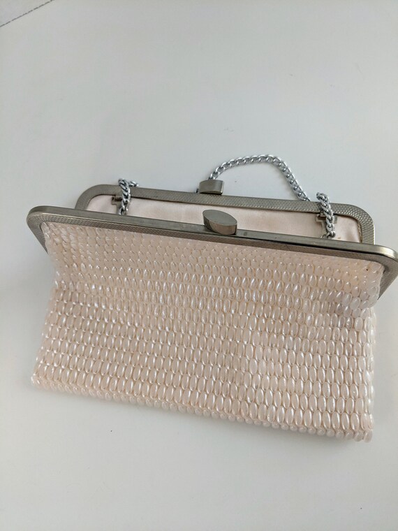 DuVal Vintage Beaded Handbag: Pink Purse with Cha… - image 7