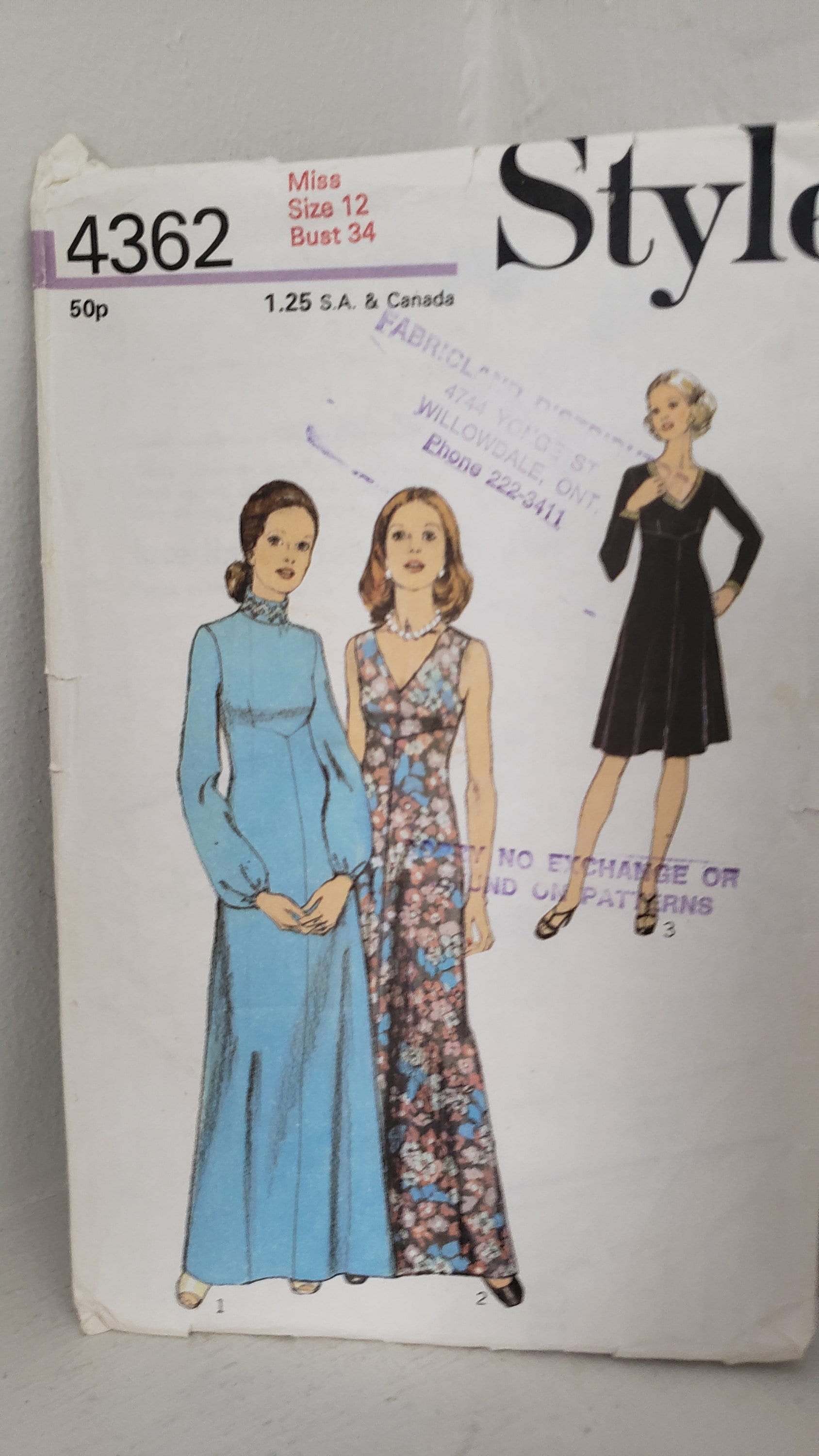 70s Dress Pattern: Long Sleeve, High Collar, Size 12 UNCUT - Etsy