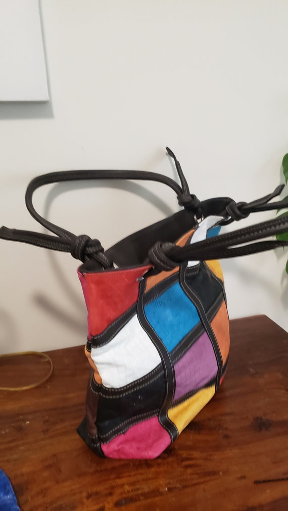 Patchwork Faux Leather Tote: Multi-Toned Moda Bel… - image 4
