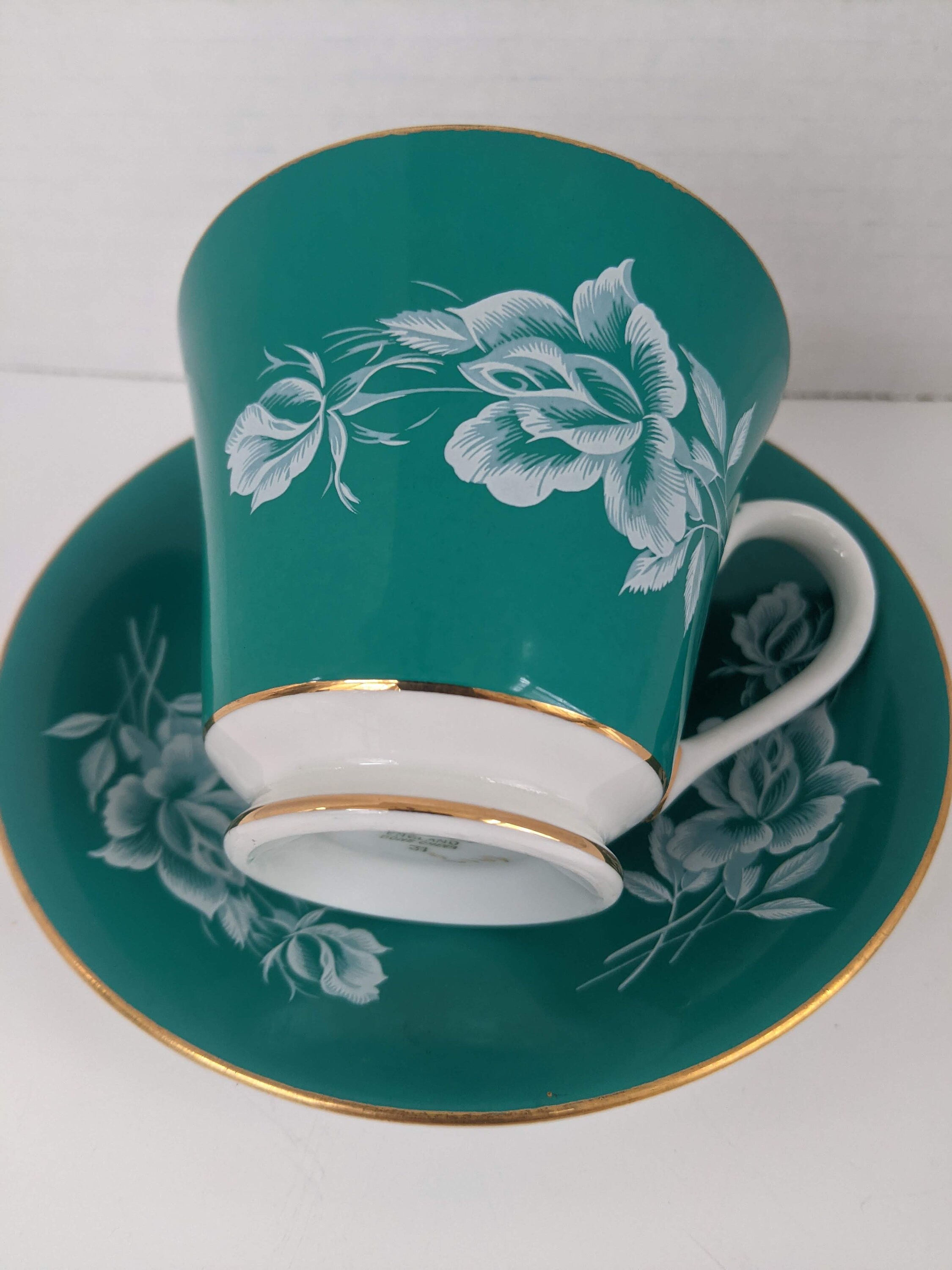 Aynsley Green Tea Cup and Saucer White Roses Tea Cup Etsy