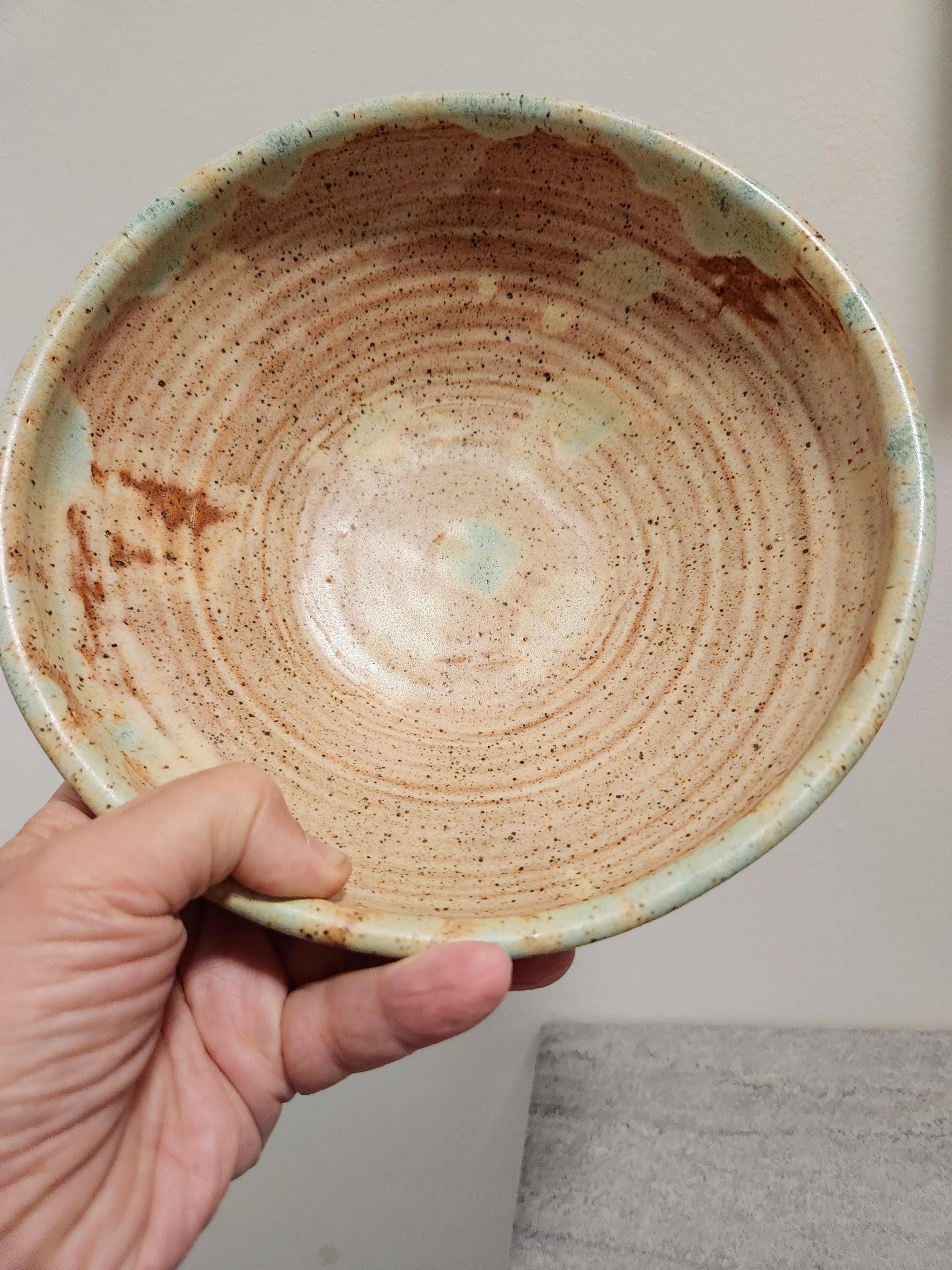 ヴィンテージサイン入り陶器ボウル：手作りの禅風装飾、80年代の