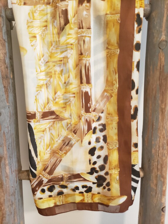 Square Silk Poly Blend Scarf With Leopard Zebra a… - image 10