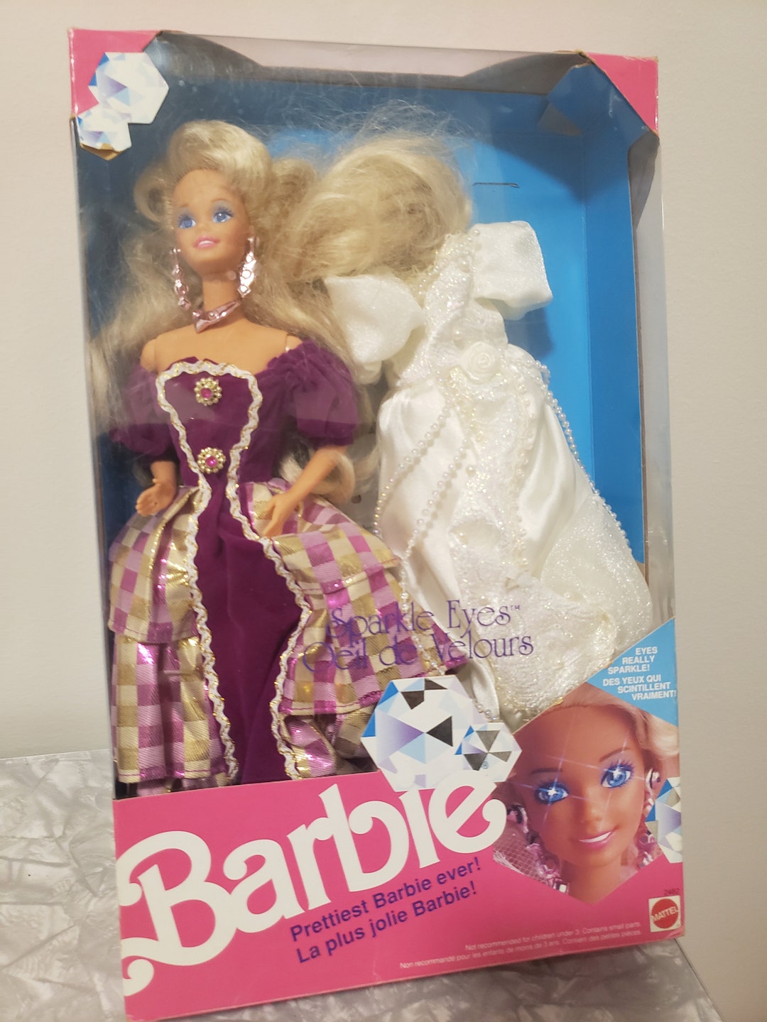 Buy 1991 Sparkle Eyes Barbie: Purple Dress, Extra Gown Open Box Barbie  Vintage Fashion Barbie in Red Dress Online in India