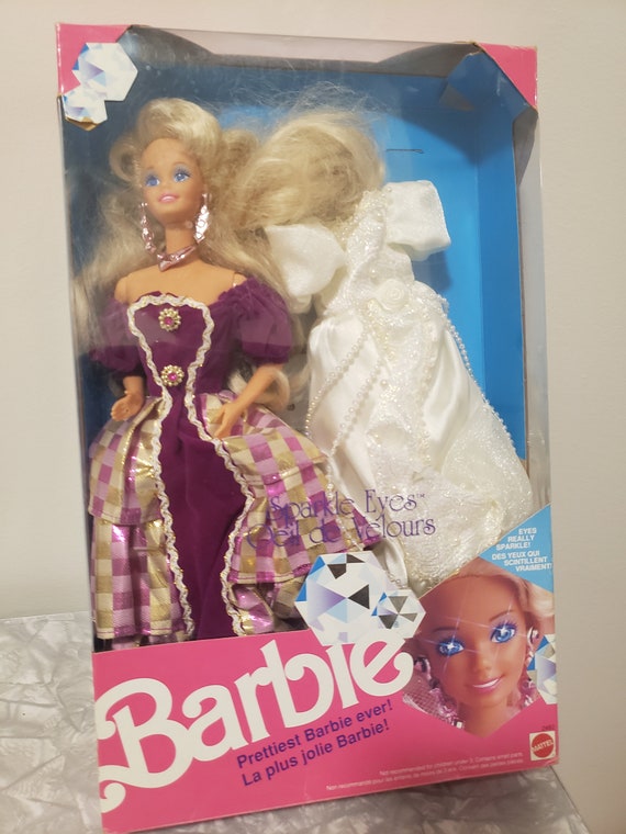 Boxed Sparkle Eyes Barbie Includes an Additional Gown Mattel Prettiest Barbie Ever Vintage Barbie Barbie Fever 90s Barbie in Purple Dress Etsy Ireland