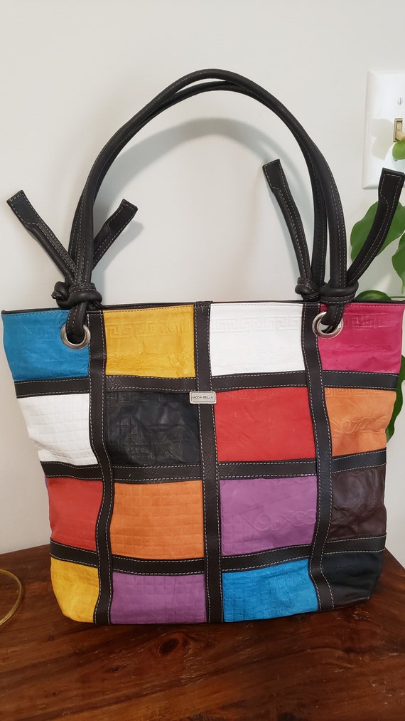 Patchwork Faux Leather Tote: Multi-Toned Moda Bel… - image 5