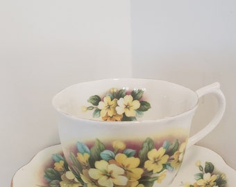 Vintage Royal Albert Bone China Tea Cup & Saucer: Yellow Floral