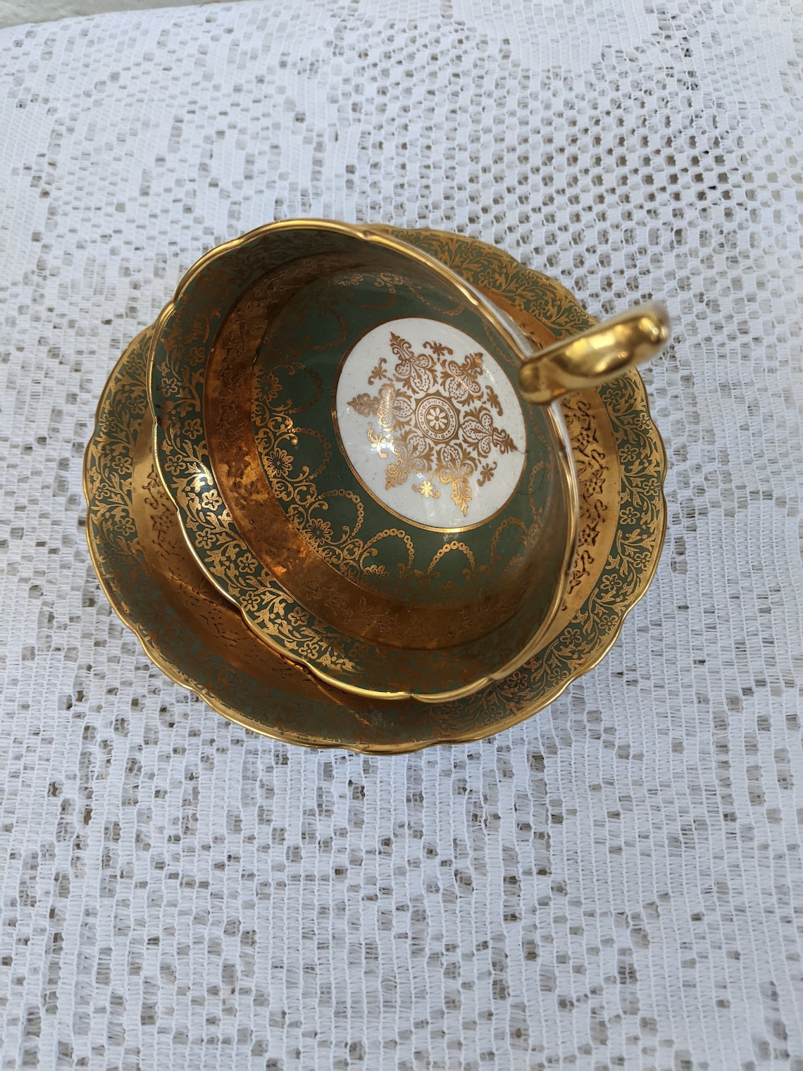 Royal Stafford Tea Set Bold Green Gold and Orange Decorative Etsy Canada