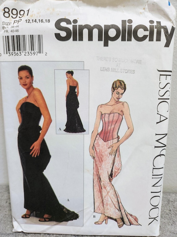 Vintage Simplicity 8991 Evening Dress Pattern: Jessica Mcclintock Strapless  Gown, Size 12-18 UNCUT - Etsy UK