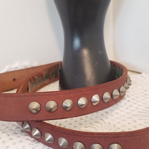 Brown Skinny Leather Vintage Belt with Studs Accent Belt for jeans Dress Top or Jacket For the love of Studded Belts Vintage Belt Accents