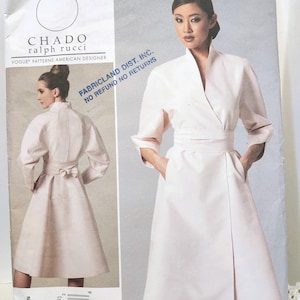 Vogue Designer Dress Pattern Chado Ralph Rucci Wrap Dress, Size 14-20 UNCUT