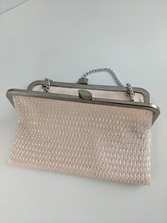DuVal Vintage Beaded Handbag: Pink Purse with Cha… - image 8