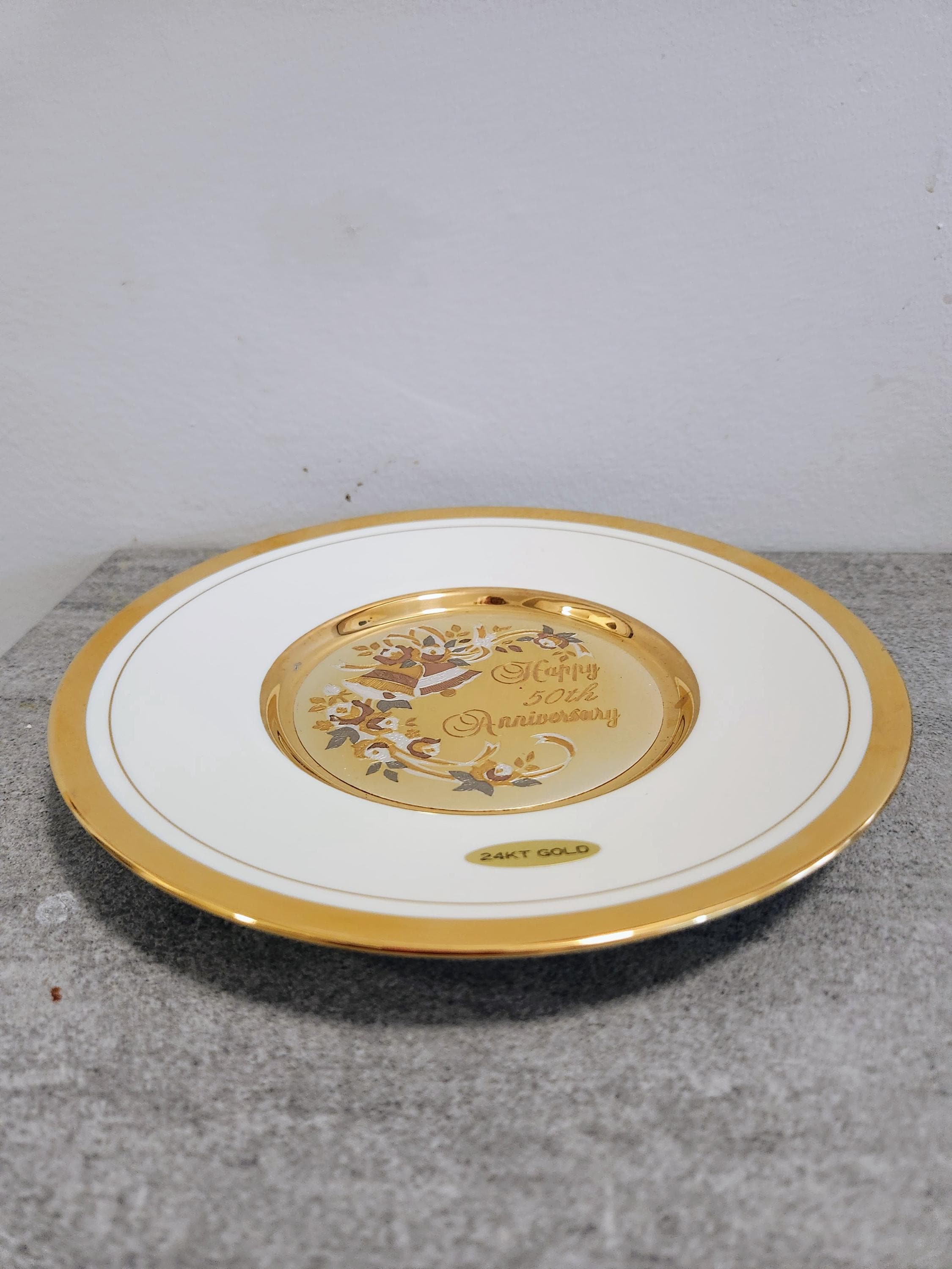 Chokin Art Plate: 24 Karat Gold 50th Anniversary Display - Etsy Canada