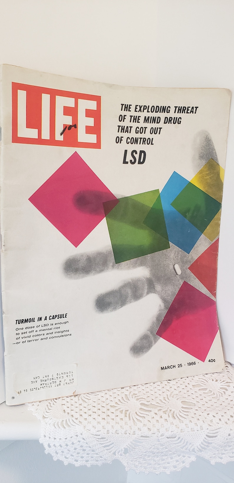 Life Magazine March 25 1966 Turmoil in a Capsule The Exploding Threat of the Mind Drug That Got Out of Control LSD Vintage Life Magazine image 1