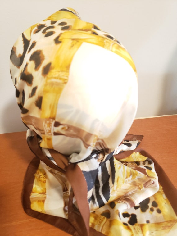 Square Silk Poly Blend Scarf With Leopard Zebra a… - image 5