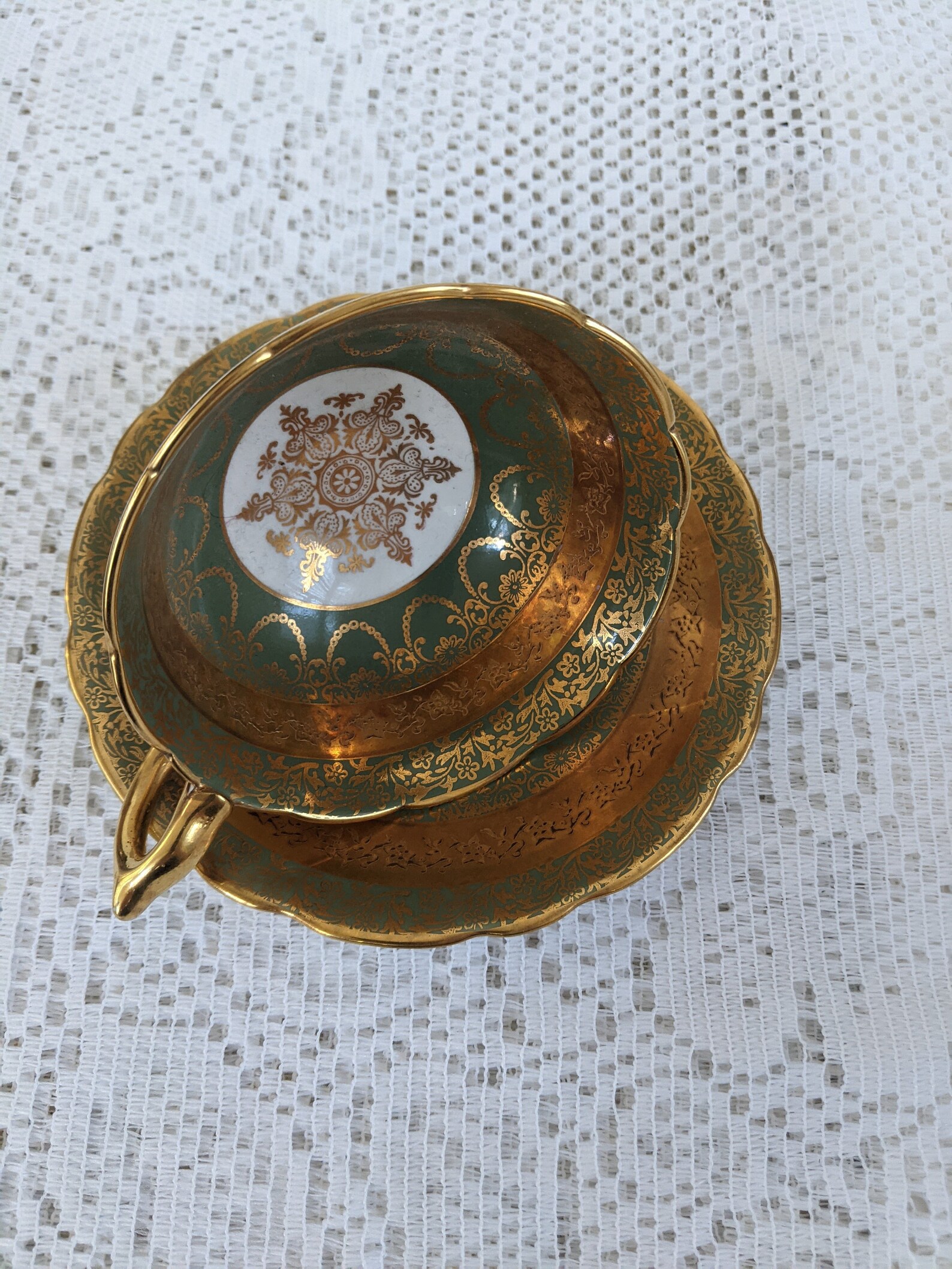 Royal Stafford Tea Set Bold Green Gold and Orange Decorative Etsy Canada