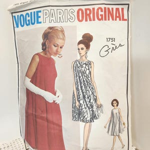 Vogue Paris Original 1751 Dress Pattern: Gres Audrey Hepburn Style