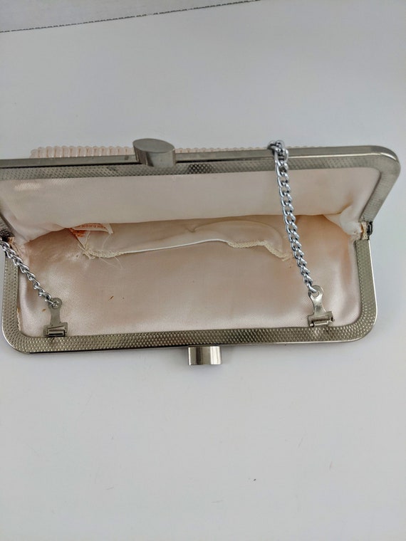 DuVal Vintage Beaded Handbag: Pink Purse with Cha… - image 2