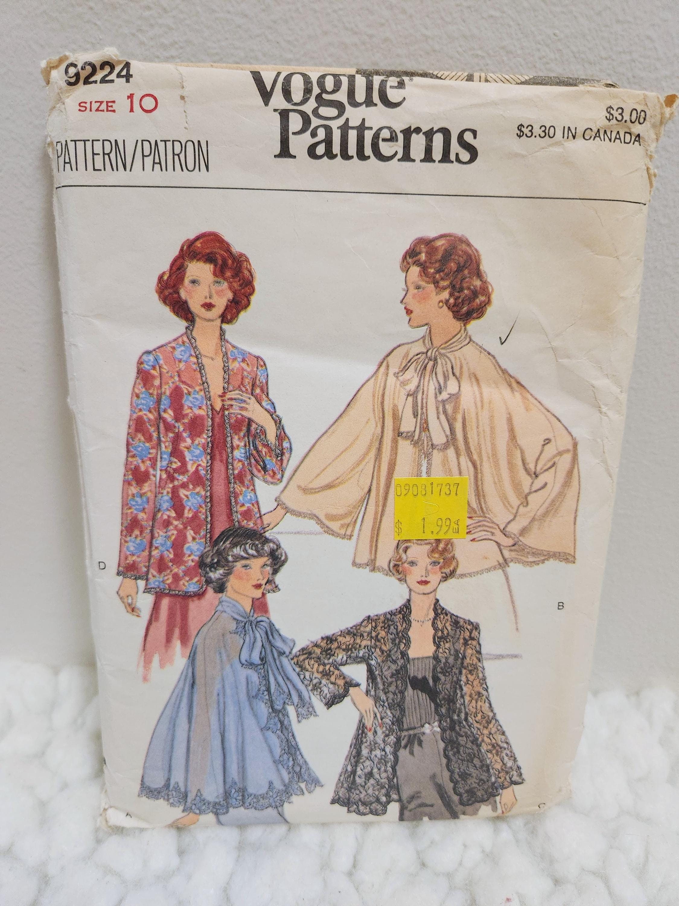 Vogue Patterns 9224 Size 10 Evening Jackets - Etsy