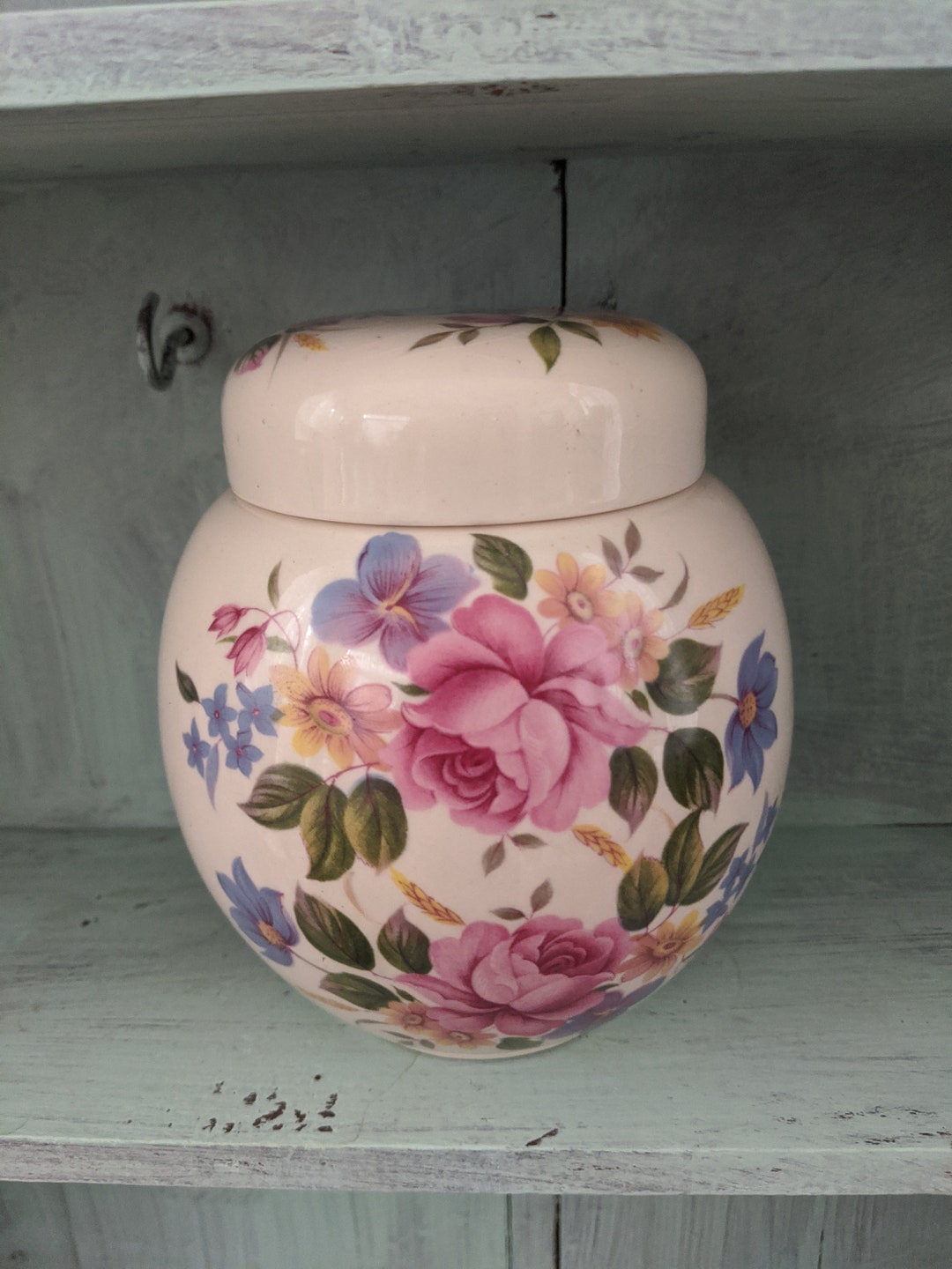 Vintage Sadler Floral Ginger Jar With Lid Sadler Container Etsy