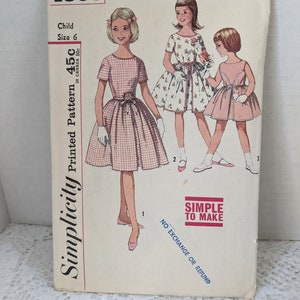 Vintage Simplicity 4366 Party Dress Pattern - Child Size 6 (CUT)