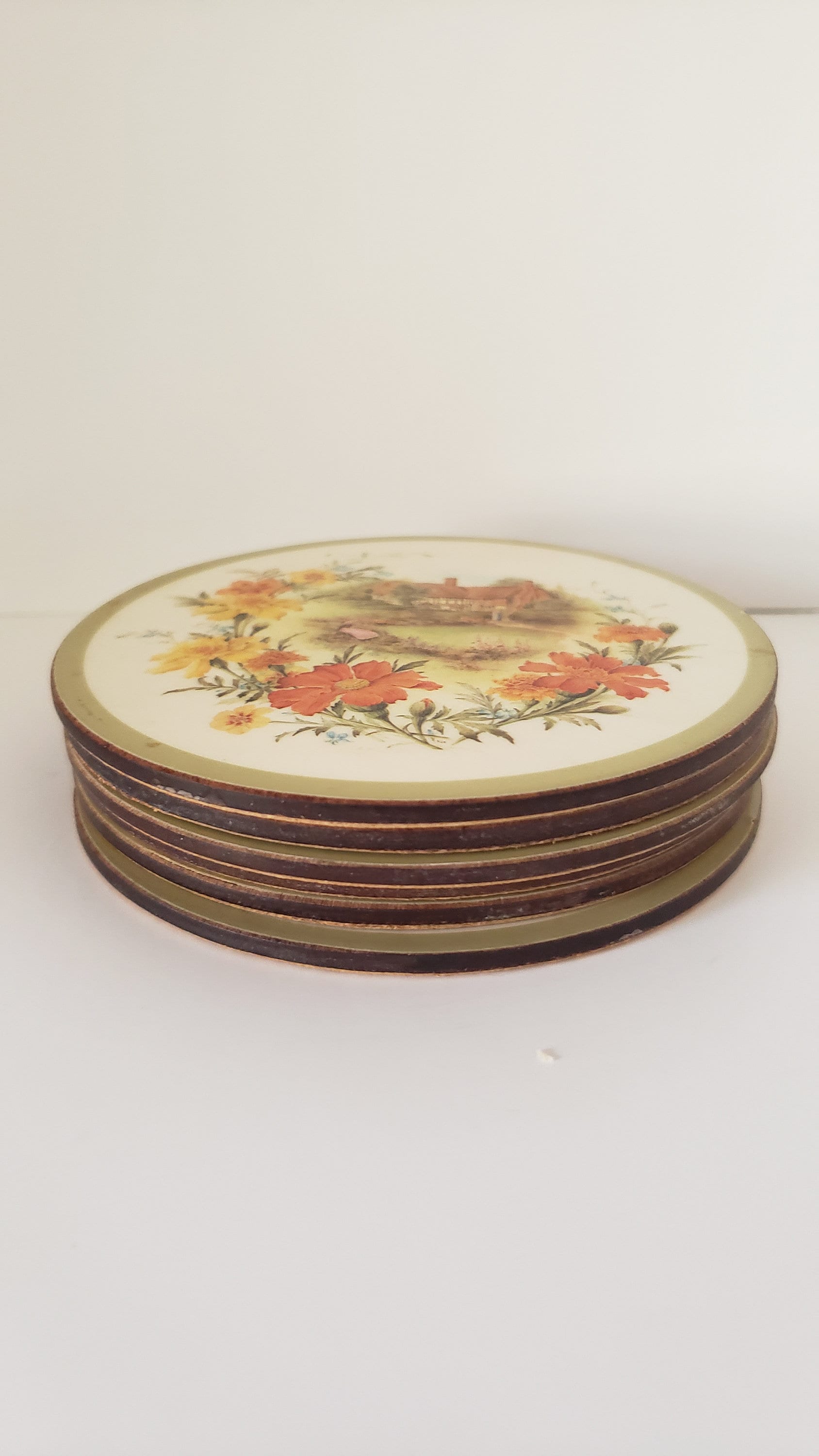 Sous-verres vintage Pimpernel tournesol fabriqués en Angleterre