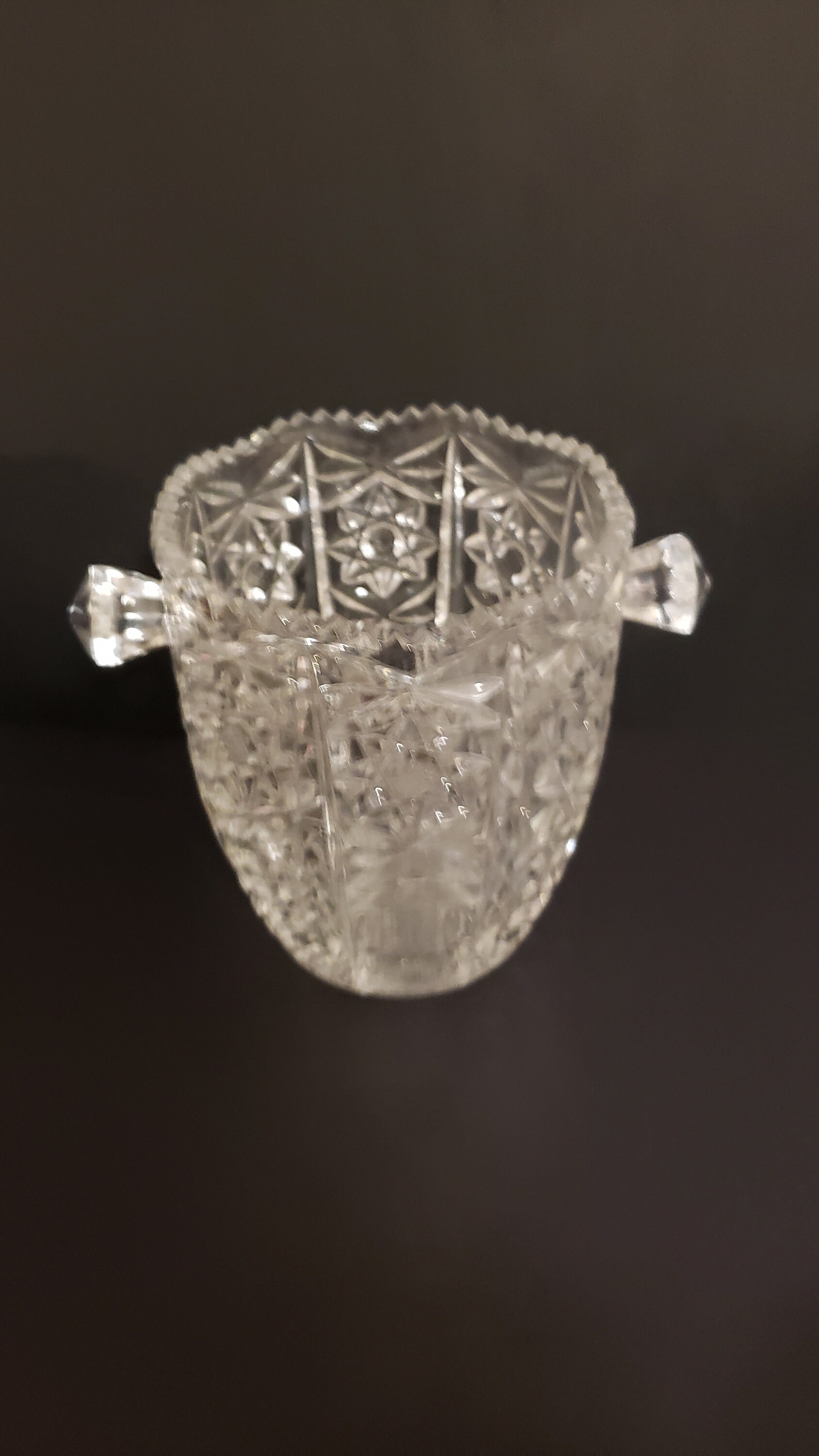 Vintage Crystal Ice Bucket With Handles Glass Bar Ware Glass Etsy