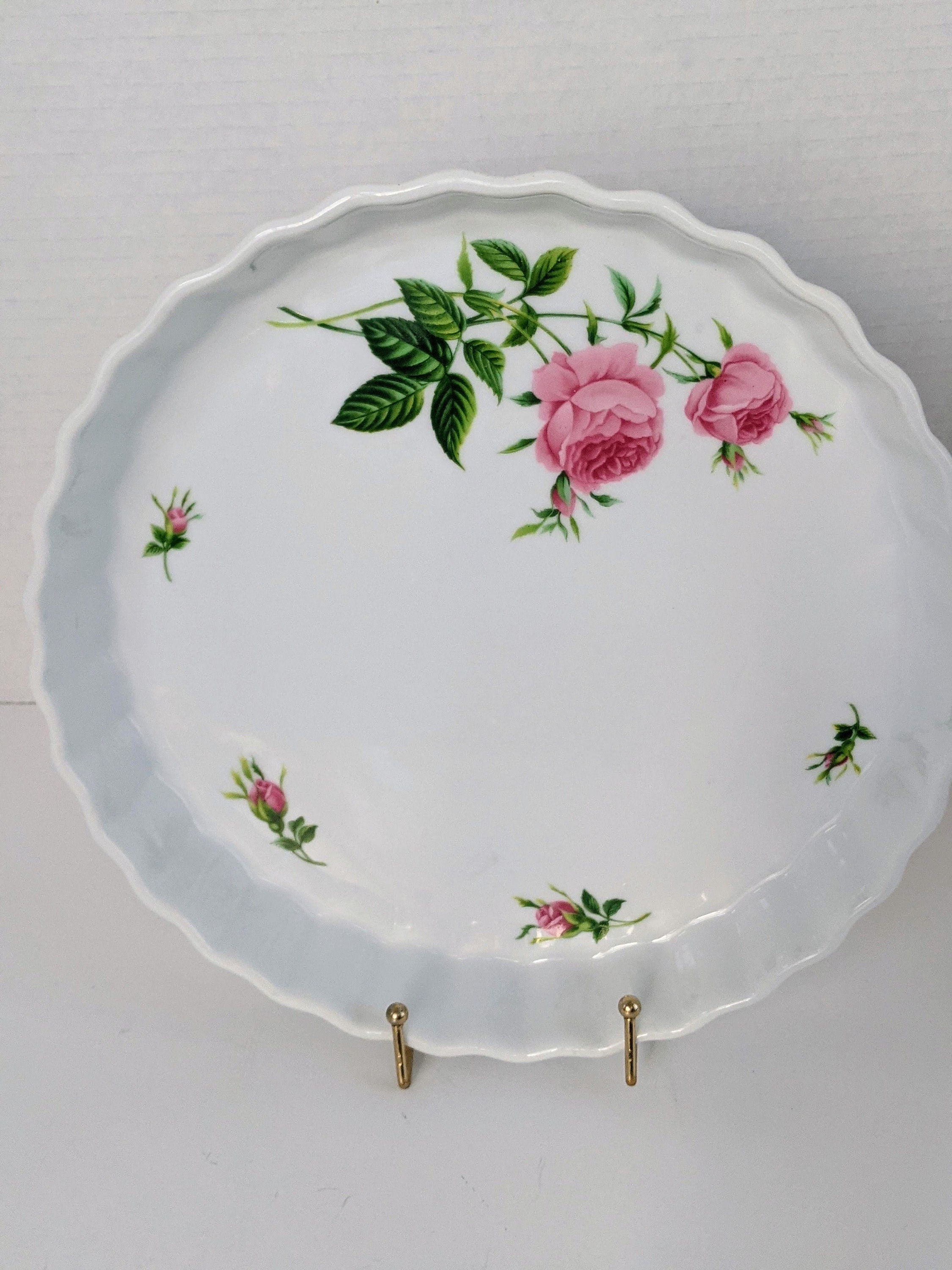 Christine Holm Rose Beveled Pie Pan Decorative Rose Pie Plate