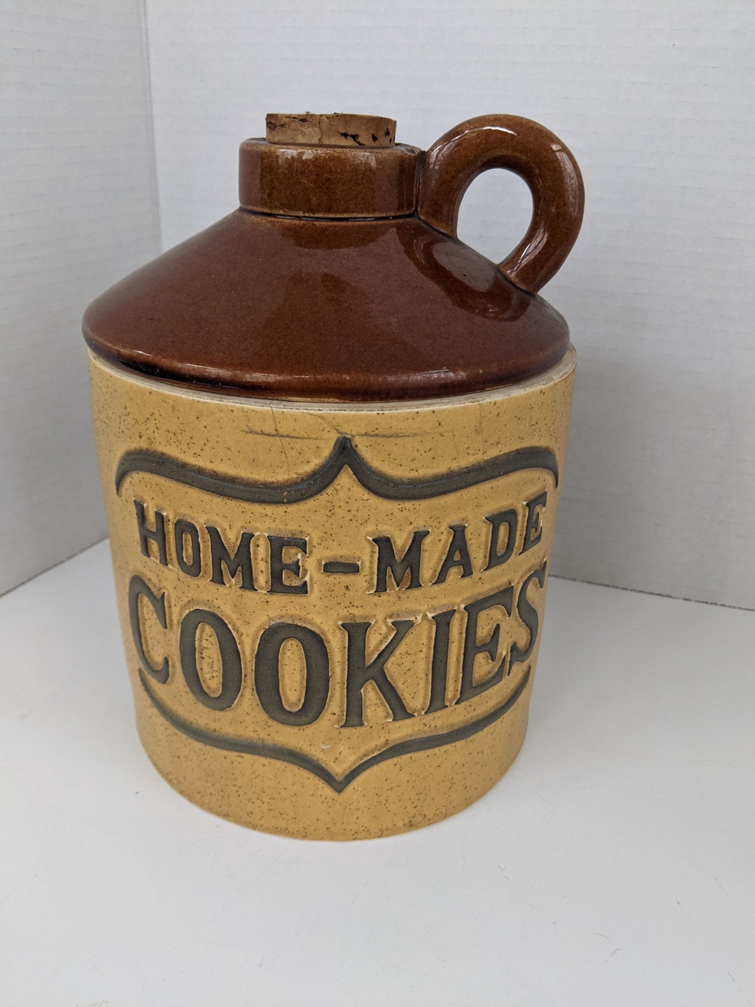 Brown Jug Cookie Jar With Home Made Cookies Inscribed Farm Etsy UK