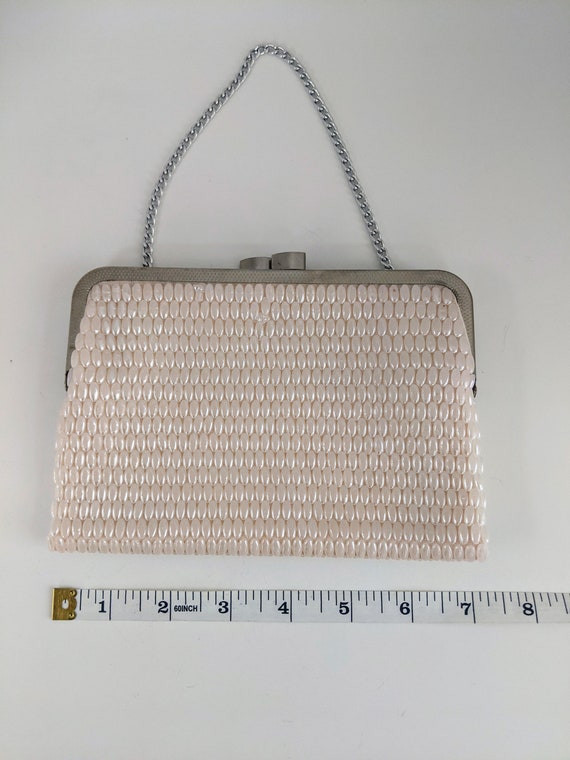 DuVal Vintage Beaded Handbag: Pink Purse with Cha… - image 6