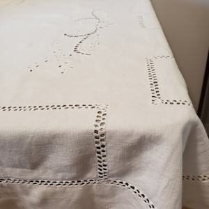 White Linen Tablecloth 27 x 36 inch Table Coverings White Vintage Table Decor Accenting with Shabby Chic White Table Centre Piece Linens
