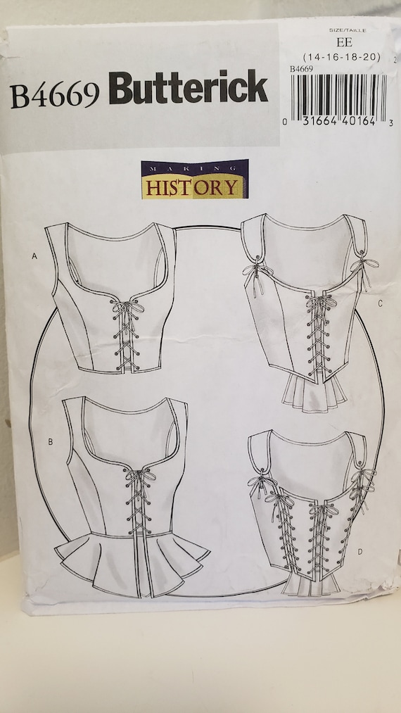 Butterick History Corset Pattern B4669 Lined Close Fitting Corset