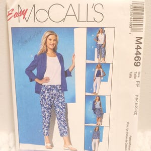 May include: A McCall's sewing pattern packet showing a woman in a blue blazer, white top, and floral trousers. The packet includes outfit variations and the text "NON-STOP WARDROBE". Measurements are in inches.