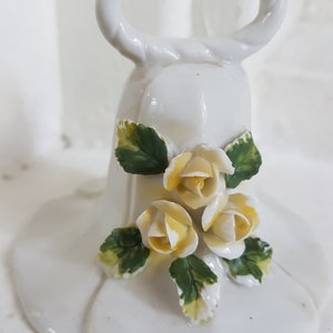 Vintage Shabby Chic Bell: Bone China Flowers, Vanity Decor
