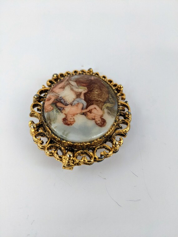 Porcelain Vintage Oval Brooch Early Modern Period… - image 4