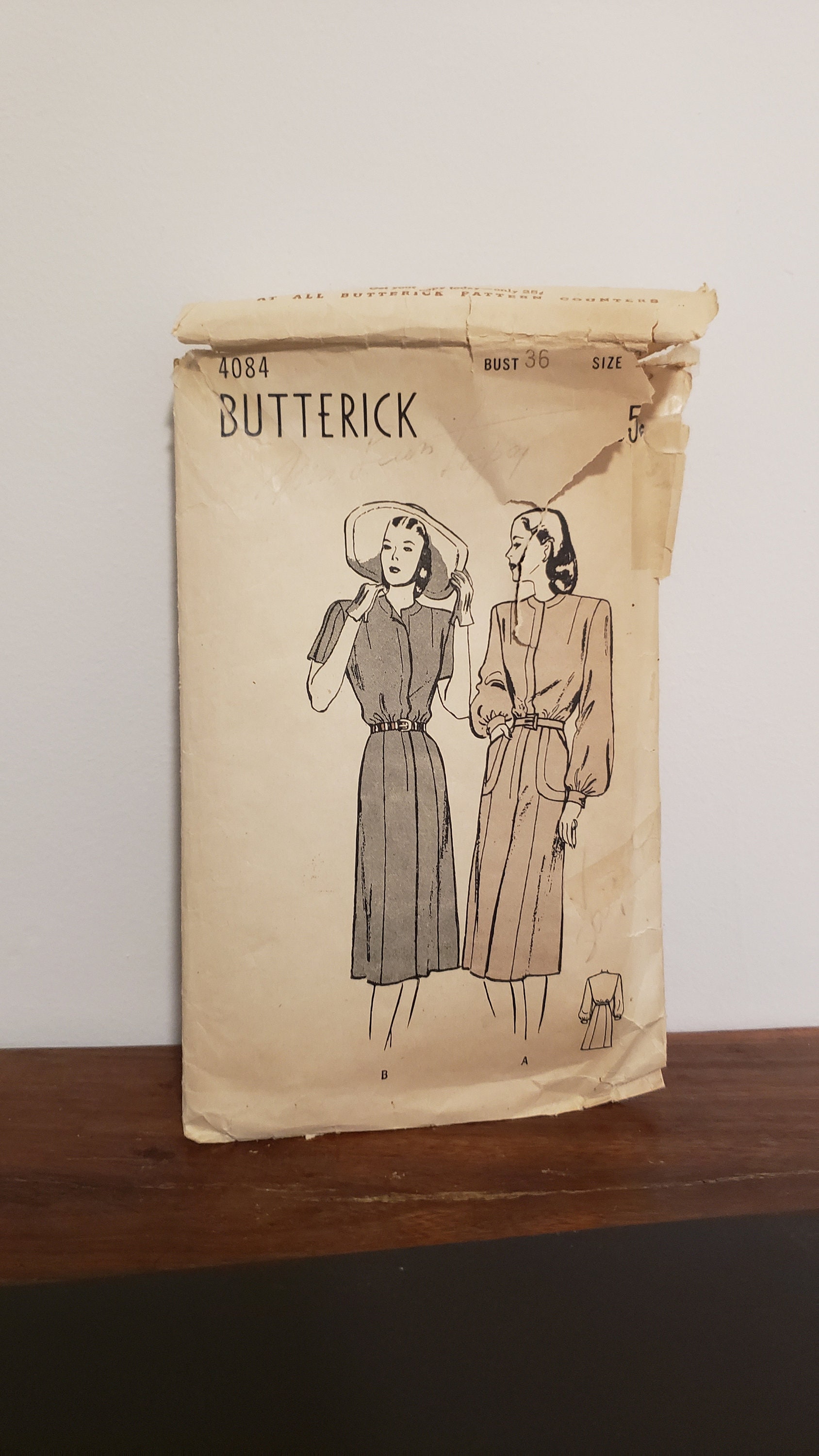 流行 Vintage 18 Size 4084 Dress Tailored Piece One Butterick ワンピース