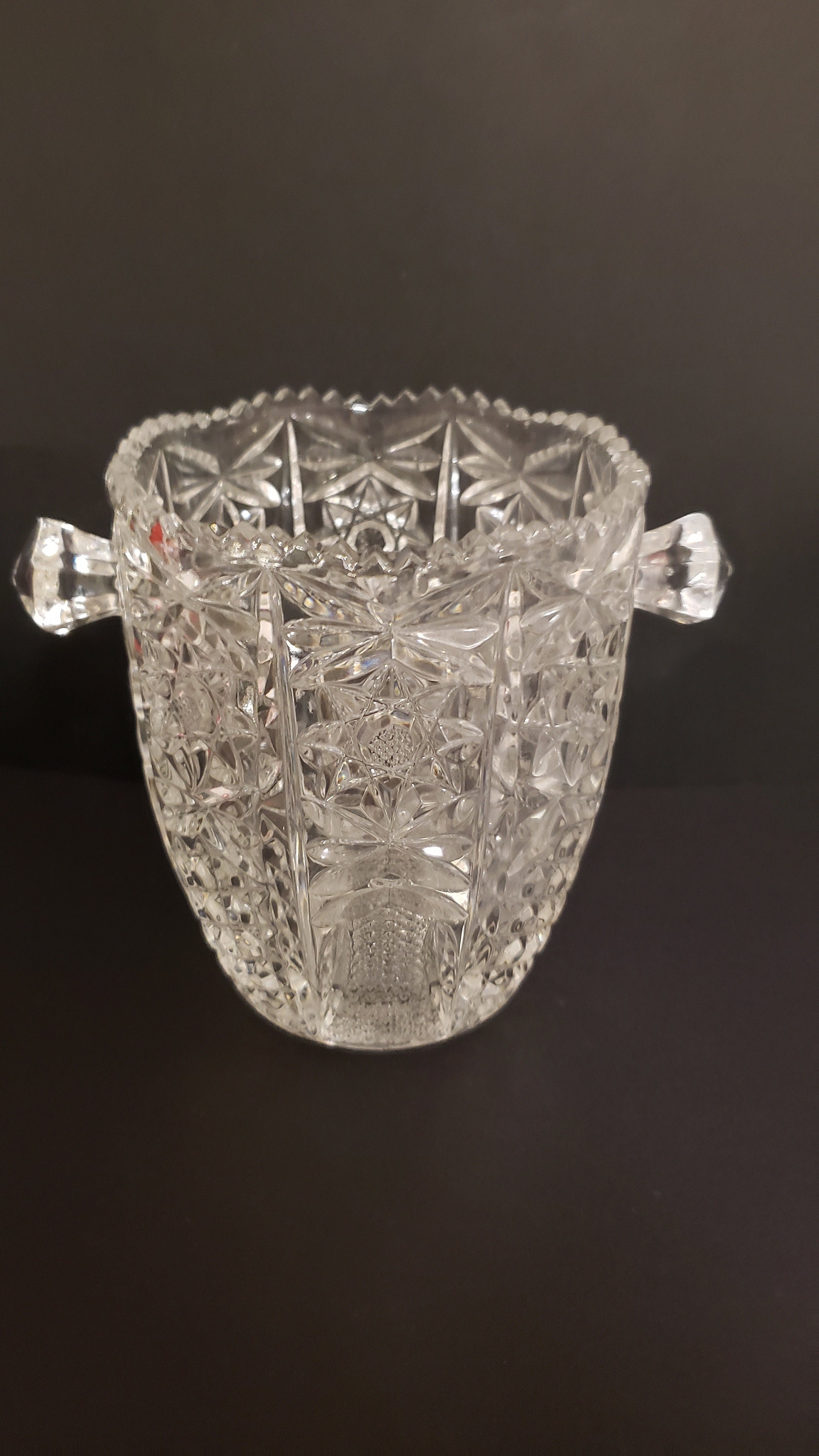 Vintage Crystal Ice Bucket With Handles Glass Bar Ware Glass Etsy